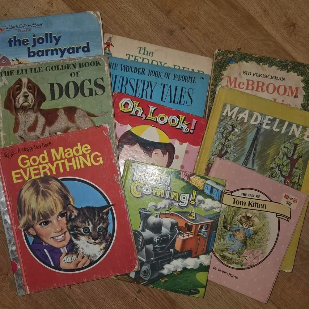 Vtg Children's Books Lot (8 Books) Golden Book Wonder Books retro nursery gift